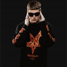 Harajuku Übergroße Streetwear männer T-shirt Satan Club Grafik Druck Hip Hop Ästhetische Kleidung Langarm Tops Frauen Gothic Y2k