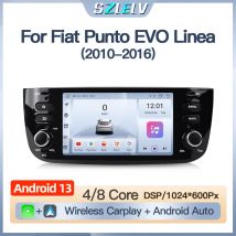6.2 pollici Per Fiat Punto EVO Linea 2010-2016 Carplay Android 13 Autoradio Schermo Multimediale di Navigazione GPS WIFI 4G Auto Carplay BT