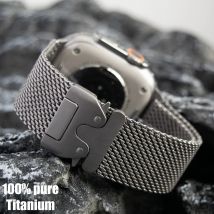 Tytanowy pasek do Apple Watch Ultra 3/2 49mm IWatch Series 11 10 9 8 7 6 Naturalny tytanowy pasek typu Milanese Loop z klamrą typu parachute
