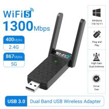 WALRAM 1300 Mbit/s USB-WLAN-Adapter AC1300 WiFi 5 Ethernet-Netzwerkkarte Dualband 5G 2,4 G USB3.0 WLAN-Dongle für PC-WLAN-Empfänger