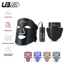 LED 4-Farben-Gesichtsmaske mit Hals, LED-Rotlichttherapie, Nahinfrarot-Silikonmaterial, Maske, Verjüngung, Anti-Aging, Falten, Akne