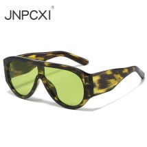 JNPCXI Mode Übergroße Pilot Frauen Sonnenbrille Retro Ein Stück Rot Grün Shades UV400 Männer Gradienten Sonnenbrille