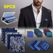 5-teiliges, farbenfrohes, sortiertes Einstecktuch-Set für Herren, klassisches Taschentuch-Set als Geschenk