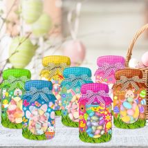 9/18 stücke Ostern Party Süßigkeiten Taschen Frohe Ostern Drift Flasche Grußkarte Osterhase Eier Muster Schokolade Cookie Verpackung Tasche