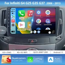 Radio samochodowe z Androidem 15, CarPlay, Auto, ekranem 2K, Bluetooth, odtwarzacz multimedialny do Infiniti G4 G25 G35 G37 2006-2013, 2Din Autoradio Stereo 360