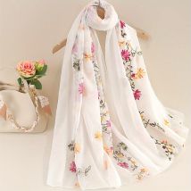 2024 Damen Foulard Farbverlauf bestickter Schal aus Baumwolle und Leinen, Bandana, eleganter langer Schal, Hijab, Sommer-Sonnenschutz