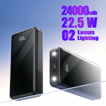 Power Bank Hganus 24000mAh 22.5W Ricarica Rapida PD, Input/Output USB-C, Compatibile con iPhone Android Samsung, con Luce LED