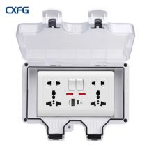 IP66 Outdoor Waterproof USB Type-c Charging Socket, Universal Multi-function 3/5 Hole 146 Power Socket with 2Gang Switch Control