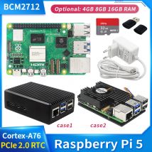 Originale Raspberry Pi 5 4G 8G RAM BCM2712 2.4GHz VideoCore VII GPU 4 kp60 PCIe 2.0 RTC custodia opzionale alimentatore ventola per Pi5