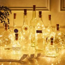 Luci ghirlanda a stringa solare a LED Luci da esterno impermeabili in filo di rame Tappo per bottiglia a forma di 1M Decorazione di luce fata per Natale di nozze