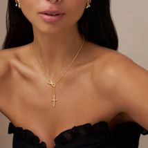Neue Edelstahl Kreuz Anhänger Halskette für Männer Frauen Minimalistischen Gold Farbe Schmuck Halsband Schlüsselbein Kette Schmuck
