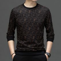 High-End-Marke 2024 Herbst neue Herren Brief gedruckt bestickt lang ärmel igen O-Ausschnitt T-Shirt Mode lässig Soft Top Herren bekleidung