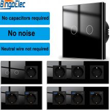 Interruttori della luce touch Bingoelec con prese a muro UE Prese di corrente USB Type-c Interruttore a parete 1/2/3Gang 1Way e prese elettriche