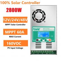 PowMr 60A MPPT Solarladeregler LCD-Eingang 160 VDC Blei-Säure-Lithium-Batterien 12 V 24 V Solarpanel-Batterieladeregler