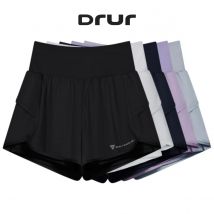 DRUR Yoga Kurze Frau Gym Kleidung 2 In 1 Hohe Taille Hosen Mit Taschen Fitness Radfahren Shorts Frauen Yoga Shorts Sportwear 2025