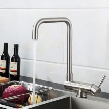 Küchenspüle-Wasserhahn aus Edelstahl 304, zusammenklappbar, drehbarer Waschbecken-Wasserhahn, Deckmontage, Kalt- und Warmwasser-Waschtischarmatur, Nickel/Schwarz