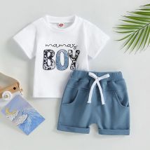 Visgogo Kleinkind Baby Jungen Kleidung Set Kurzarm Brief druck T-Shirt elastische Taille Kordel zug Shorts Sommer lässig Outfit