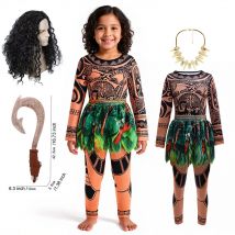 Moana Movie Cartoon characters Maui Kids Boys Costume Maui Tattoo Top+Pants 2Pcs Sets Birthday Children With Fish hook knife