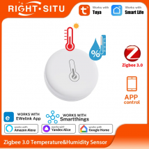 Inteligentny czujnik temperatury i wilgotności Zigbee 3.0, zdalne sterowanie przez aplikację, termometr, kompatybilny z EWelink, Zigbee2Mqtt, ZHA, Alexa