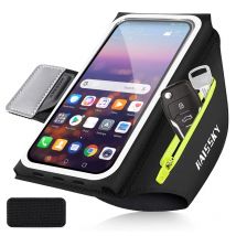 HAISSKY Borse da corsa stereoscopiche per iPhone 17 16 Pro Max 16 Plus 16E Uomo Donna Tasca per auricolari con cerniera Bracciale sportivo all'aria aperta