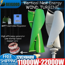 22 kW mit Hybrid-Off-Grid-System, 11000 W, 15000 W, 12 V, 24 V, 48 V, netzunabhängiges, erneuerbares Energiesystem, vertikale Achse, Windenergie-Turbine