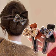 Schleife Haarklammer Haarspangen Damen Chic Entenschnabel Clip Krabbe Haarnadel Hinterkopf Haarspangen Haarschmuck Pferdeschwanz Kopfbedeckung für Mädchen