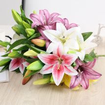 Prawdziwie wyglądający druk 3D Gałąź lilii Sztuczne kwiaty Białe sztuczne kwiaty Flores na ślub