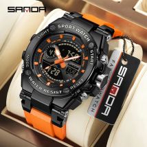 SANDA Neue G Stil Männer Uhr LED Elektronische Militär Countdown Multifunktionale Outdoor Sport Wasserdicht männer Quarz Armbanduhr