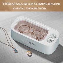 Upgrade Ultrasonic Cleaner 48Khz High Frequency White Machine for Contact Lens Glasses Jewelry Cleaning
