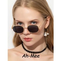 Hiking 2pcs Fashion Metal Polygon Anti Light Glasses Women Black Gold Frame Unisex Eyewear Punk Style Thread Design Shade UV400