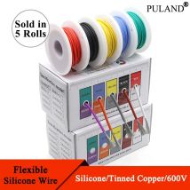 (5 Farben Mix Kit) Hitzebeständiger flexibler Silikondraht 30/28/26/24/22/20/18/16 AWG Gestrickter Kabel Elektrischer verzinnter Kupferdraht