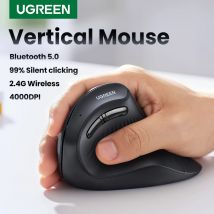UGREEN-ratón Vertical inalámbrico con Bluetooth 5,0, 2,4G, ergonómico, 4000DPI, 6 botones de silencio, para MacBook, Tablet, ordenadores portátiles, PC