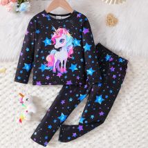 Frühling Herbst Mädchen Kleidung Set Cartoon Einhorn Druck Langarm Shirt + Hosen 2Pcs Anzug Für 4-8 jahre Kinder mode Outfits