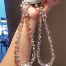 Buntes Kristallarmband, Telefon-Lanyard: Kurzarm-Armband zum Aufstecken, universelle Passform