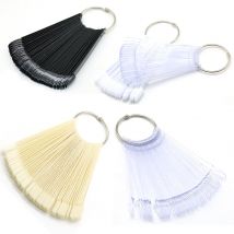 50Pcs Fałszywe porady Clear Nature Nail Art Display Oval Fan Style Nail Swatch Polish Stand Tips