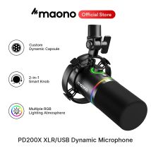 Maono PD200X XLR/USB Dynamisches Mikrofon für Gaming, Aufnahme, Streaming, YouTube, Metallmikrofon mit Software-Tap-to-Mute-Funktion und Gain-Regler