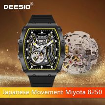 Deesio Herren-Armbanduhr, automatisch, mechanisch, japanisches Uhrwerk, Miyota 82S0, leuchtend, wasserdicht, Edelstahl, Geschenk