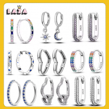 925 Sterling Silver Earring Daisy Flower Heart CZ Cubic Zircon Round Stud Earrings For Women Silver 925 Original Fashion Jewelry