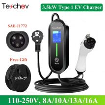 Teschev Tipo 1 Caricatore EV portatile 16A 1 fase 3,5 kW Caricatore per auto elettrico SAE J1772 EVSE Stazione di ricarica EV Wallbox di ricarica