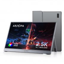 ARZOPA 16,1 cala 2.5K 180Hz 100% sRGB Przenośny Monitor Gamingowy HDR10 Zewnętrzny Drugi Ekran Z3FC Szary z Torbą