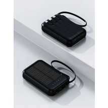 20000mAh Portable Solar Power Bank Built in 4 Cables External Battery Pack  Mini Powerbank  with LED Light for Cell Phones