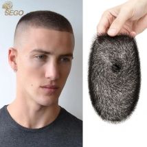 13x18/15x20cm 100% Human Hair Buzz Cut Toupee for Men Ultra Thin PU Black Topper Transparent Biological Scalp Prosthesis Toupee