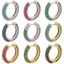 ZHUKOU 1 stück CZ kristall kleine creolen für frauen gold farbe regenbogen Runde/rechteck creolen Schmuck VE222 VE251