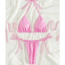 Sexy PU-Bikinis 2025, Damen-Bademode, weiblicher Badeanzug zum Schwimmen, Badeanzüge, brasilianisches Bikini-Set, Strandmode, Pool-Badende