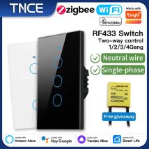 TNCE Tuya US Switch wifi zigbee, 1/2/3/4 gang, pulsante a parete con controllo della luce LED senza neutro/filo, voce intelligente con Alexa Google Home