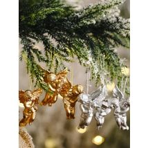 6pcs Christmas Ornaments Gold Silver Angel Pendant Cute Angels Figurine Xmas Tree Decoration For Home Navidad 2023 New Year Gift