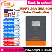 Powermr-controlador de cargador Solar MPPT de 20a, 30A, 40a, 12V, 24V, Banco de energía con pantalla LCD, hecho para baterías de litio atomizadas de Gel AGM