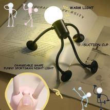 Veränderbare Form, lustiges Sportler-Nachtlicht, vielseitige Mini-Lampe, Knopfbatterie, Schreibtischlampe, Vakuumadsorption, kreative Verzierung