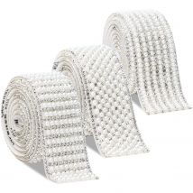 Pretty Pearl Diamond Sheet Sticker,24*40Cm Self Adhesive Crystal Rhinestone Ribbon Mesh Roll Diy Clothes Applique For Craft Gift