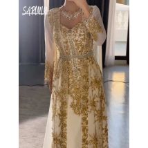 Glänzendes A-Linie-Maxi-Abendkleid mit eleganten Pailletten und Perlen, maßgeschneidertes muslimisches Abendkleid für Frauen, Geburtstag, Hochzeit, Party, bezaubernde Robe